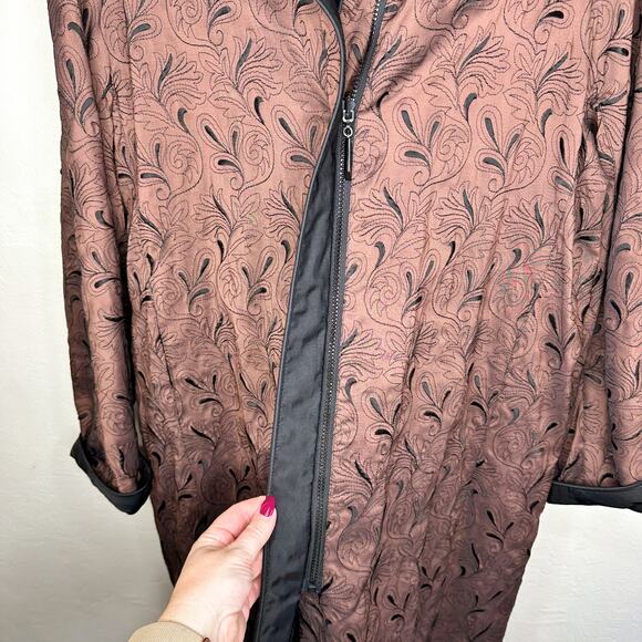 VTG Mycra Pac Floral Embroidered Zip Front Reversible Rain Jacket Coat Med Large - Picture 6 of 15